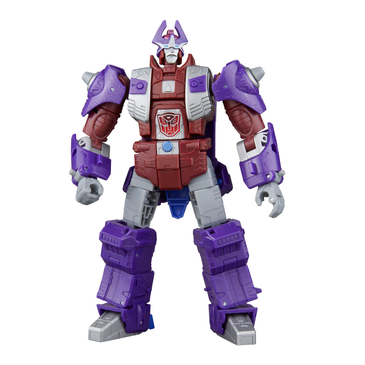 Figura articulada Alpha Trion de Transformers en colores morado, granate y gris
