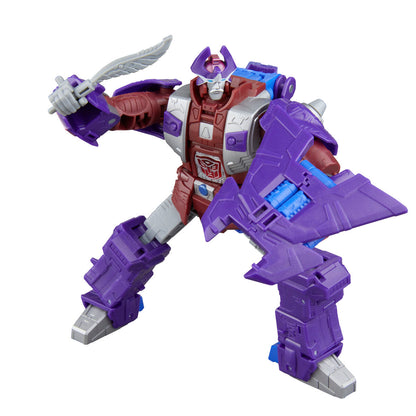 Figura articulada Alpha Trion de Transformers en colores morado, granate y gris - 5