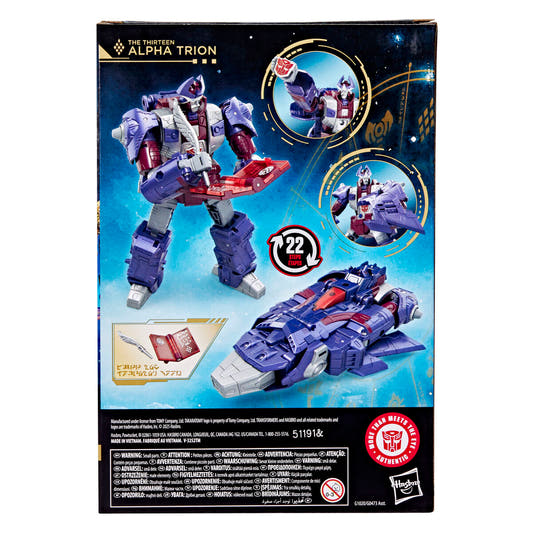 Figura articulada Alpha Trion de Transformers en colores morado, granate y gris - 12