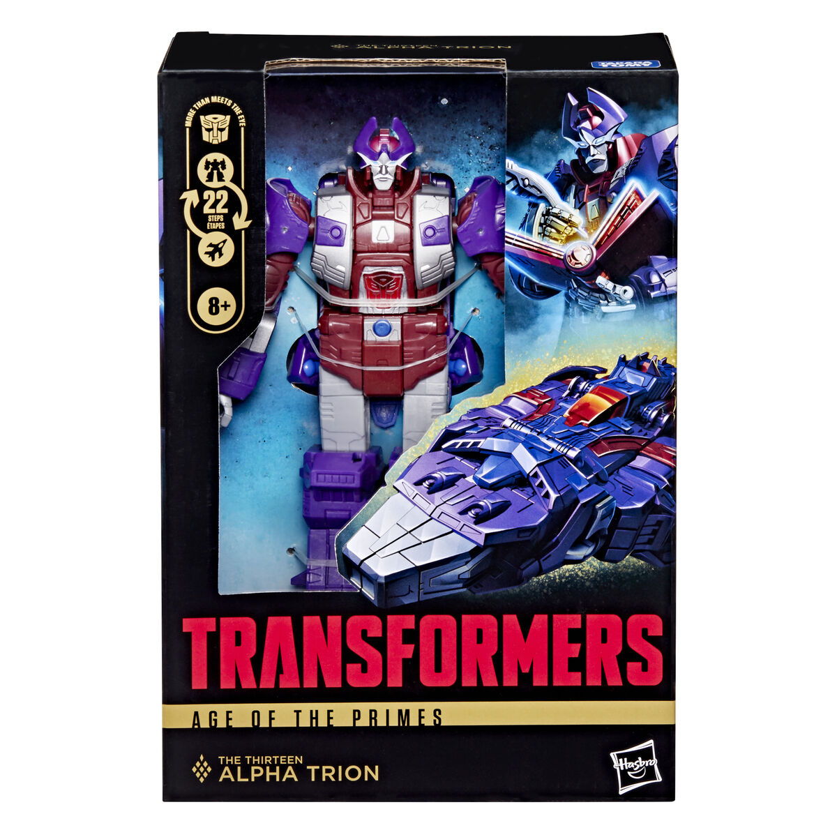 Figura articulada Alpha Trion de Transformers en colores morado, granate y gris - 2