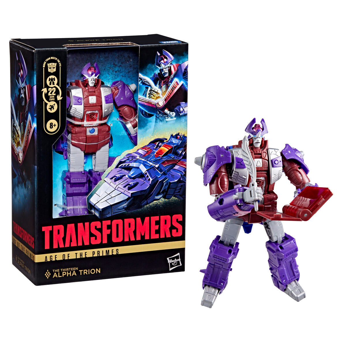 Figura articulada Alpha Trion de Transformers en colores morado, granate y gris - 10