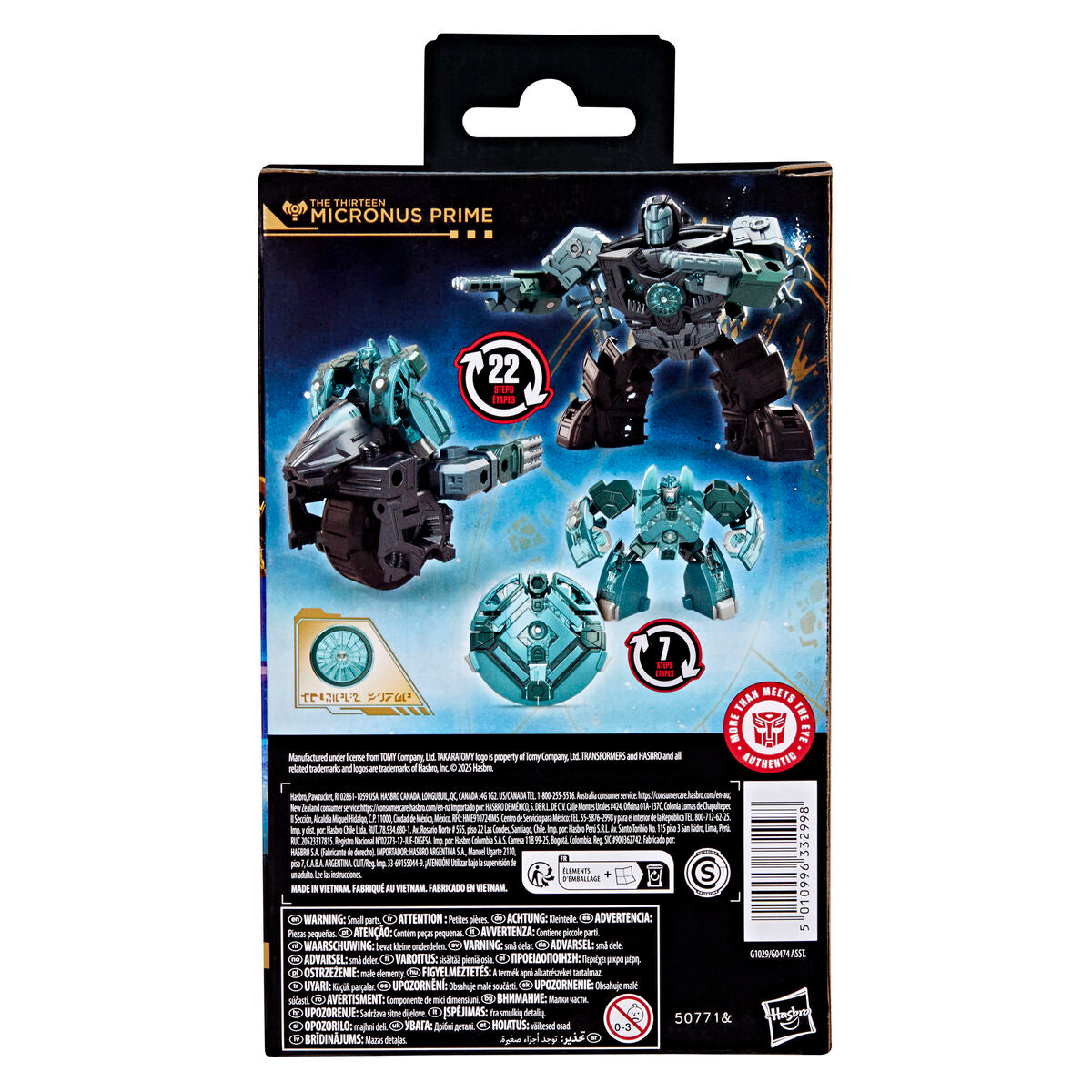 Figura articulada Transformers Micronus Prime en tonos turquesa, negro y plateado - 5