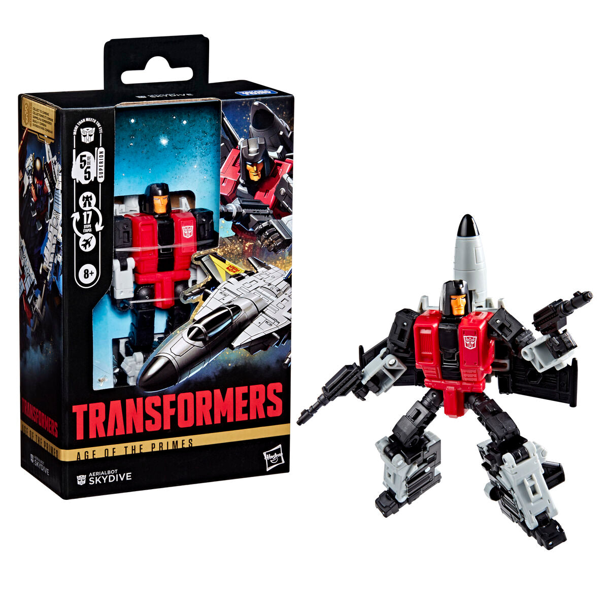 Figura articulada Skydive de Transformers en rojo, negro y blanco - 4