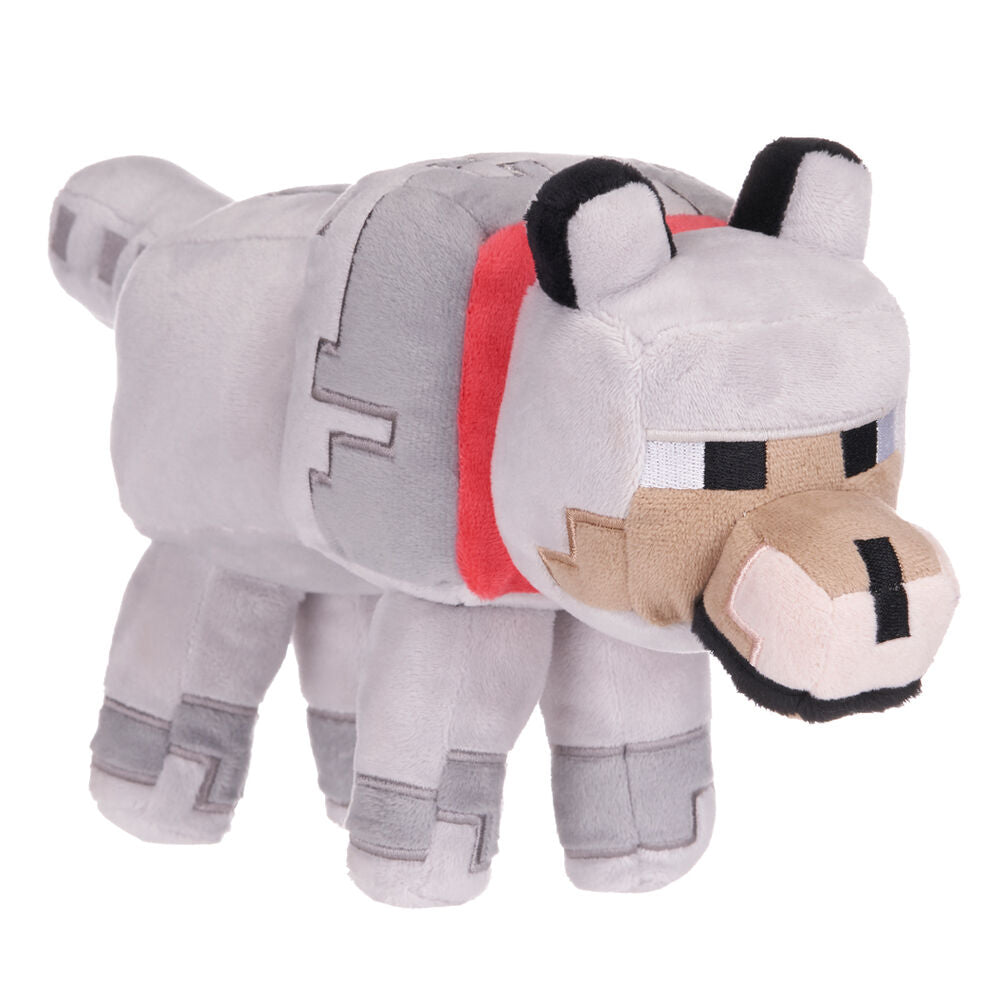 Peluche del Lobo de Minecraft con collar rojo