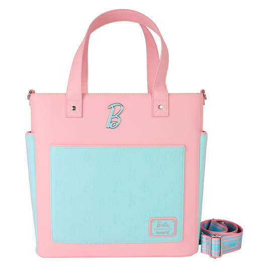 Bolso mochila Barbie Loungefly rosa y turquesa con bolsillo frontal