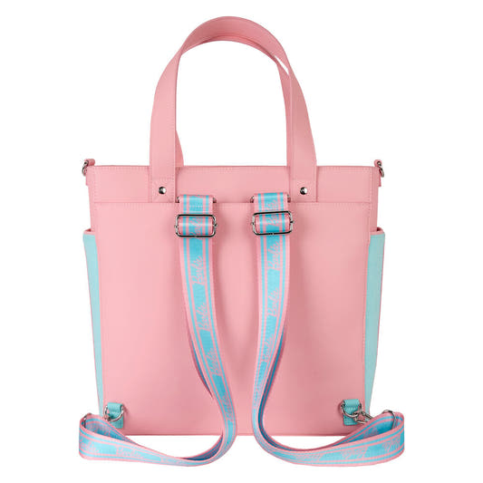 Bolso mochila Barbie Loungefly rosa y turquesa con bolsillo frontal - 3
