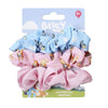 Blíster con tres coleteros de tela Bluey en azul y rosa