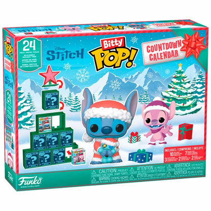 Calendario Bitty POP! de 24 días Disney Stitch con diseño navideño