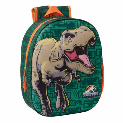 Mochila 3D verde de Jurassic World con dinosaurio
