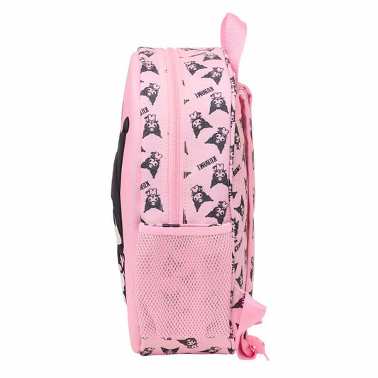 Mochila rosa 3D de Kuromi con bolsillo lateral - 3