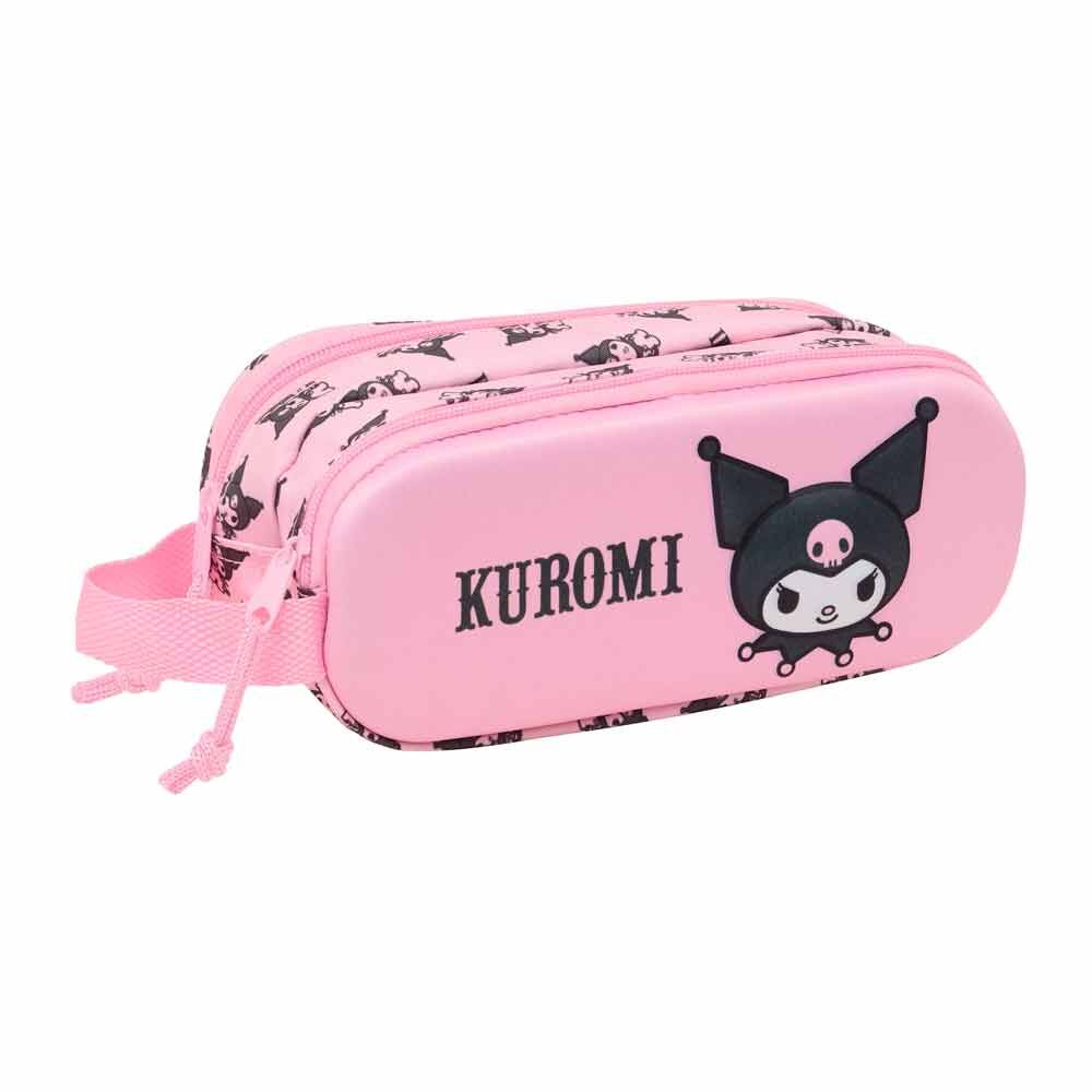 Portatodo doble rosa de Kuromi con dos cremalleras