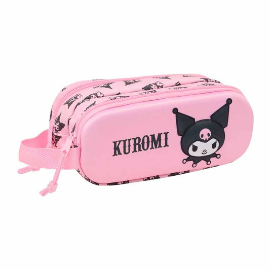 Portatodo doble rosa de Kuromi con dos cremalleras