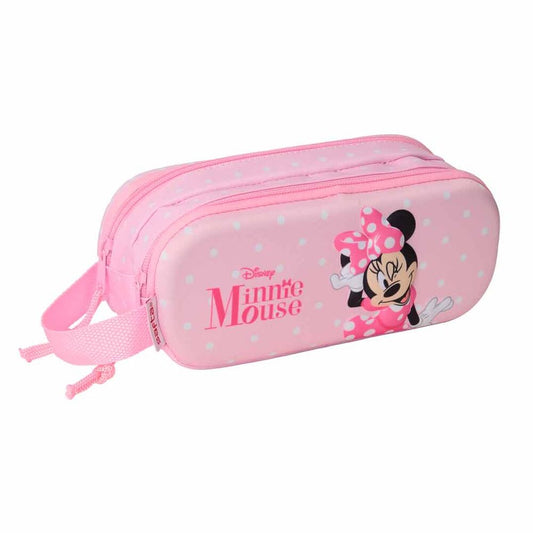 Portatodo doble rosa de Minnie Disney con dos cremalleras