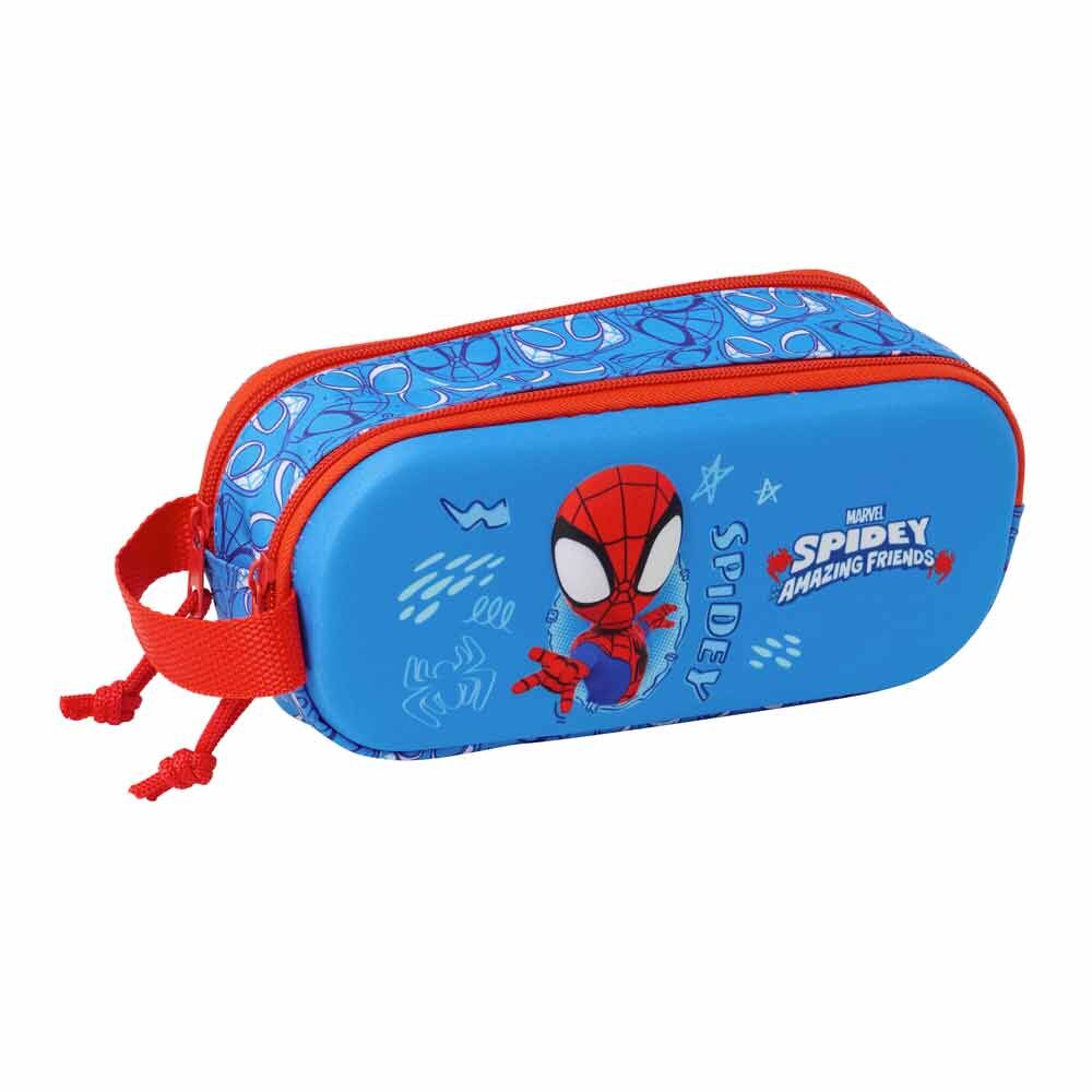 Portatodo doble azul de Spidey Marvel con dos cremalleras y asa lateral