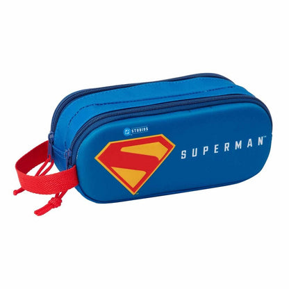 Portatodo doble 3D azul de Superman DC Comics con dos cremalleras y asa lateral