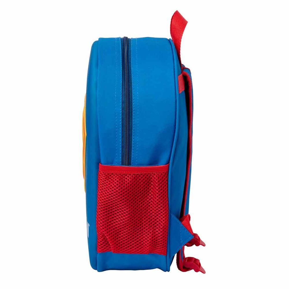 Mochila azul 3D de Superman DC Comics con escudo frontal - 3