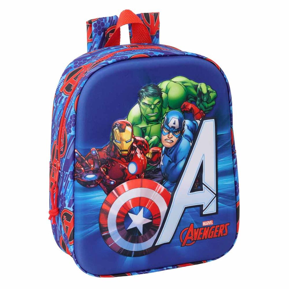 Mochila 3D infantil de Los Vengadores Marvel con Hulk, Iron Man y Capitán América