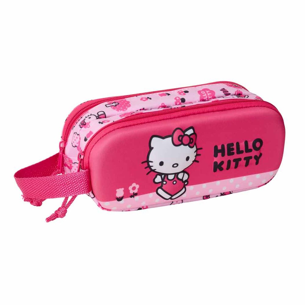 Portatodo 3D doble rosa de Hello Kitty con dos cremalleras