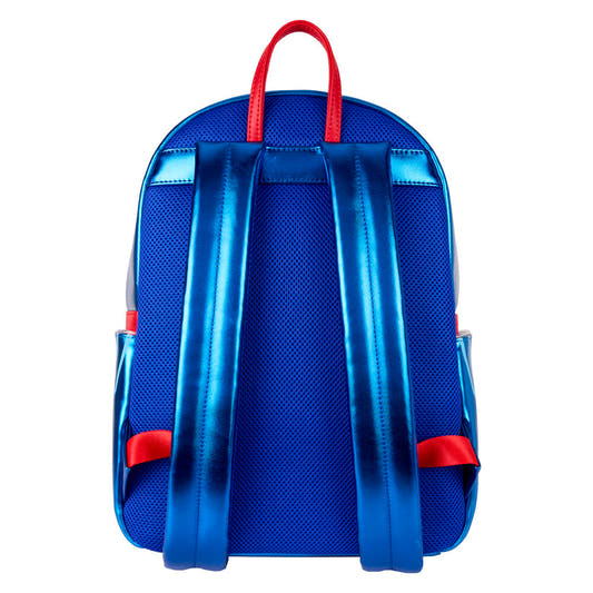 Mochila azul metalizada de Superman DC Comics Loungefly con emblema frontal - 2