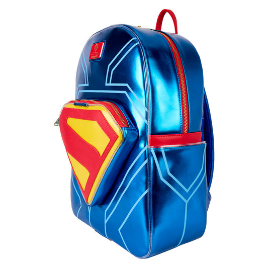 Mochila azul metalizada de Superman DC Comics Loungefly con emblema frontal - 4