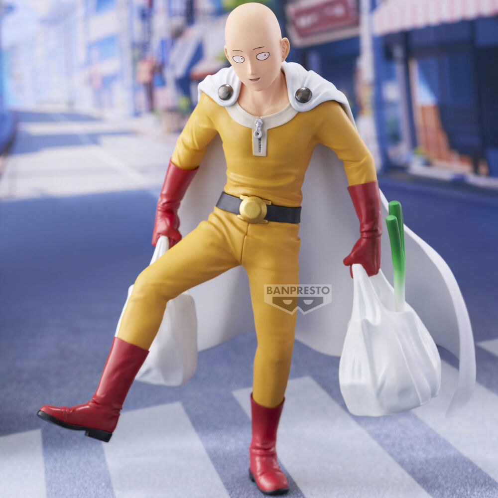 Figura de Saitama de One Punch Man con capa y bolsas de la compra - 3
