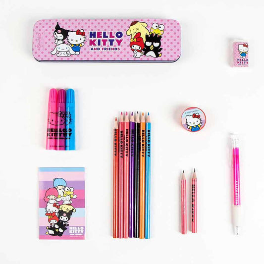 Set de papelería Hello Kitty and Friends con lápices, rotuladores, estuche y bloc - 3