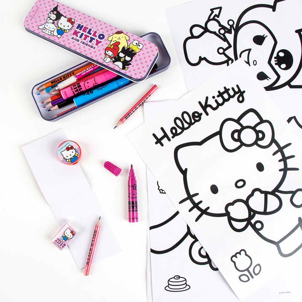 Set de papelería Hello Kitty and Friends con lápices, rotuladores, estuche y bloc - 5