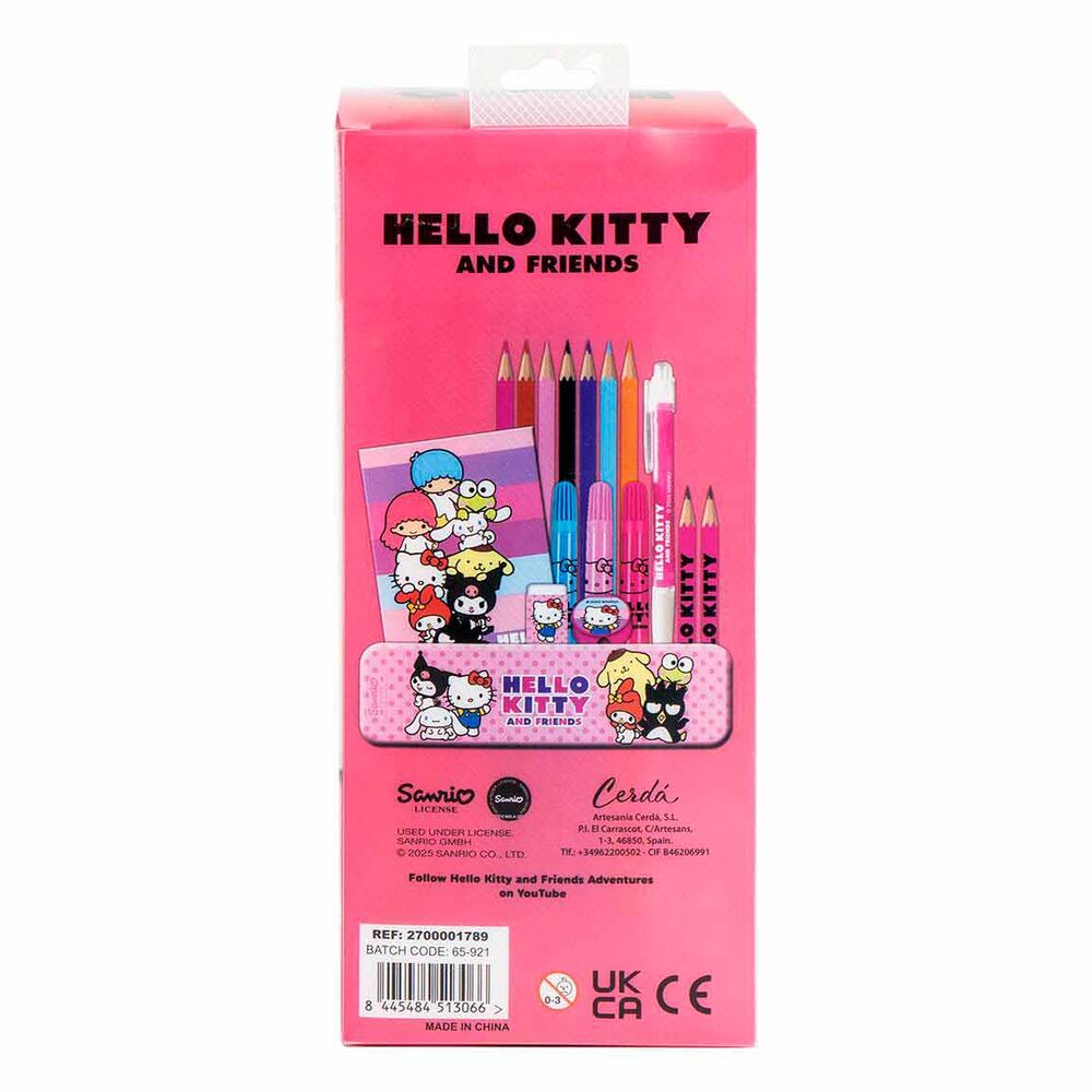 Set de papelería rosa Hello Kitty y Friends con materiales de dibujo y pegatinas - 3
