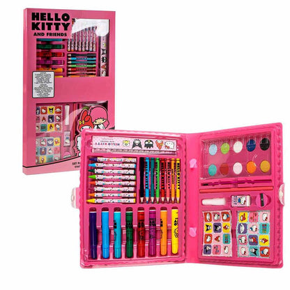 Set de papelería rosa Hello Kitty y Friends con materiales de dibujo y pegatinas
