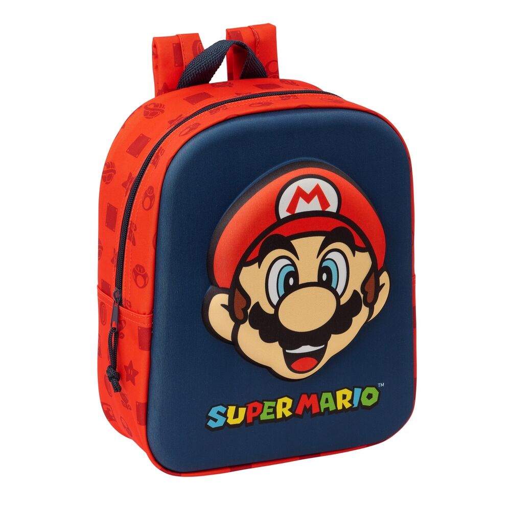 Mochila 3D infantil de Super Mario Bros con Mario en el frontal