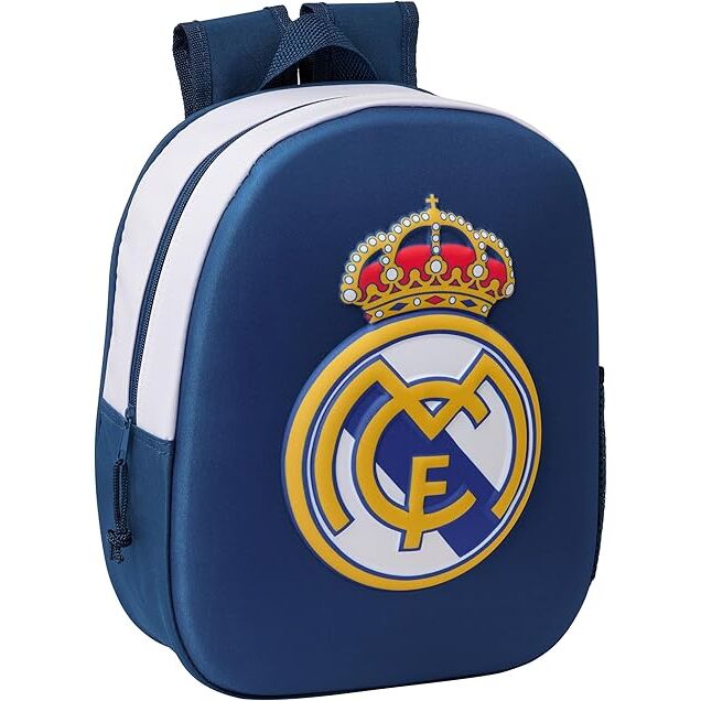 Mochila 3D azul marino del Real Madrid con escudo frontal