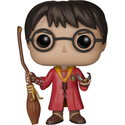 Figura Funko POP de Harry Potter con uniforme de quidditch y escoba