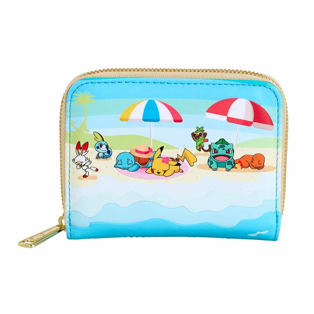 Cartera Pokémon Pool Party Loungefly azul con diseño de playa