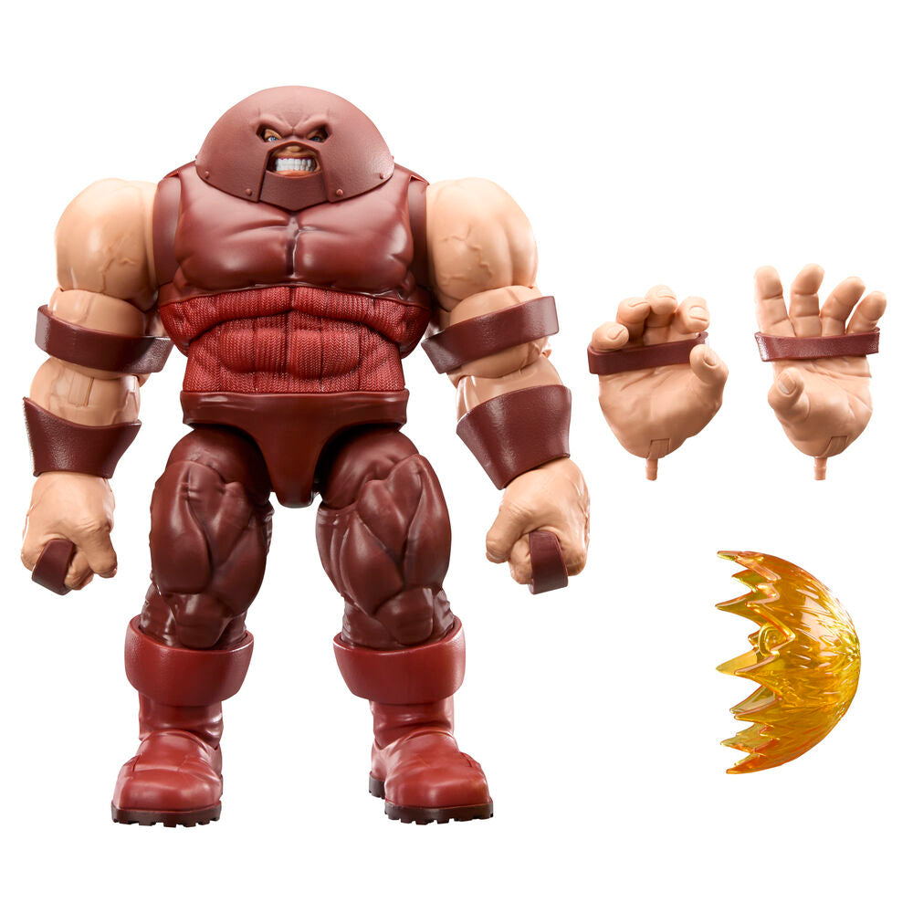 Figura articulada de Juggernaut Marvel Legends con manos alternativas y efecto de poder