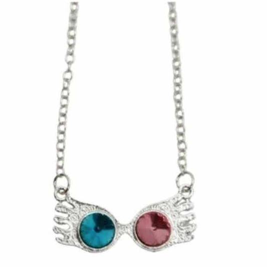 Colgante de gafas de Luna Lovegood con cristales azules y rosas - 2