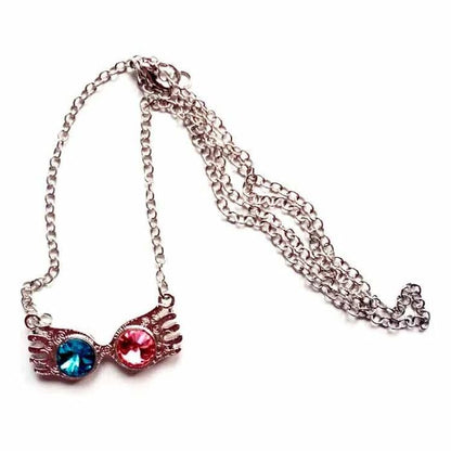 Colgante de gafas de Luna Lovegood con cristales azules y rosas