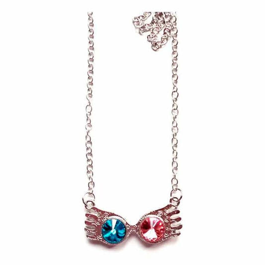 Colgante de gafas de Luna Lovegood con cristales azules y rosas - 3