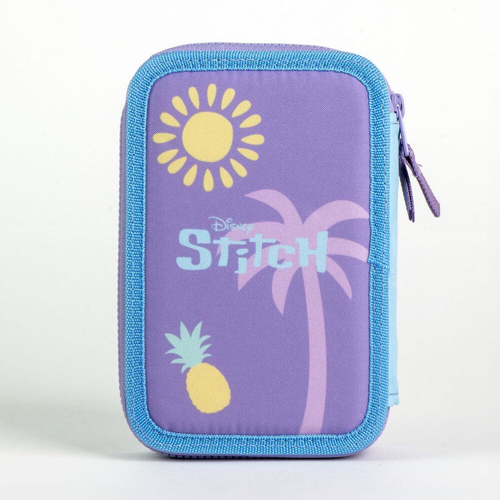 Plumier doble completo de Stitch Disney en lila y azul - 4