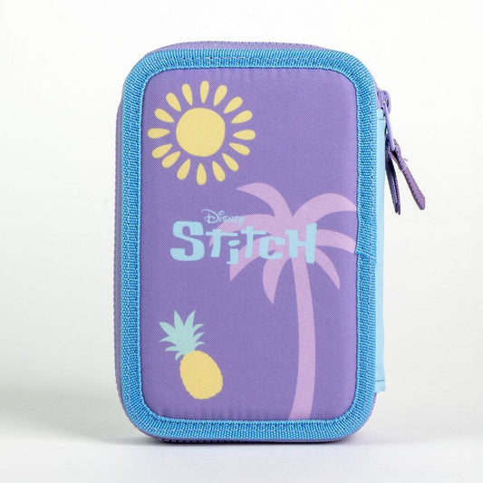 Plumier doble completo de Stitch Disney en lila y azul - 4