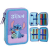 Plumier doble completo de Stitch Disney en lila y azul