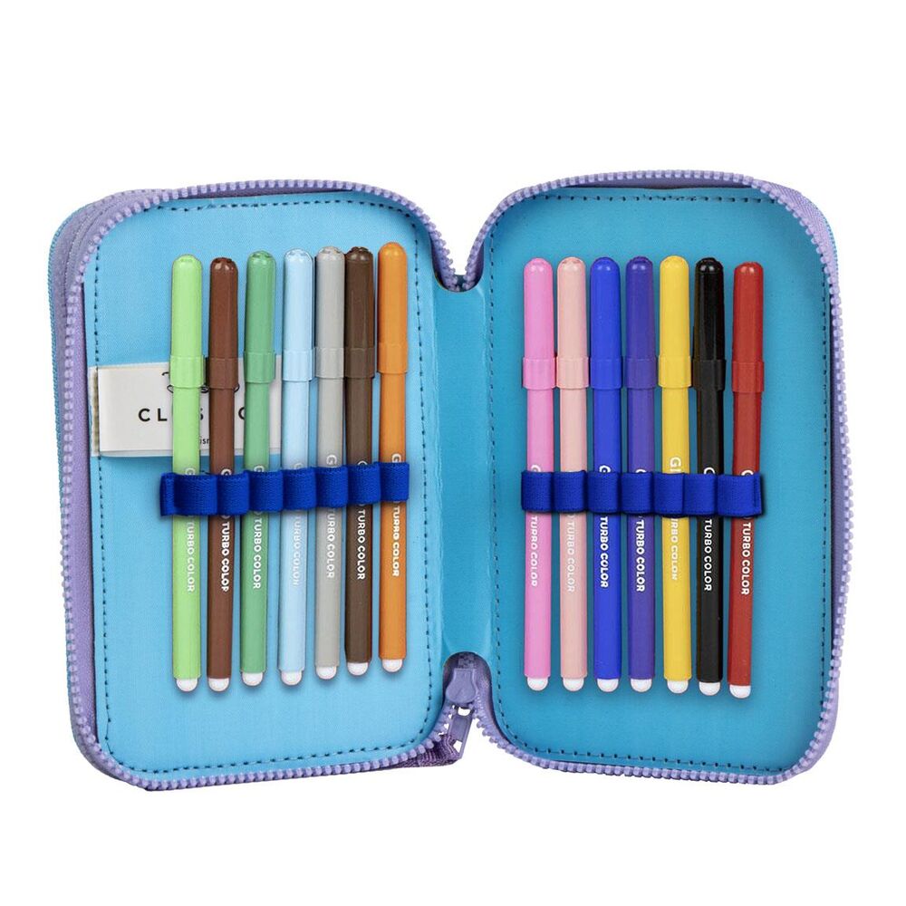 Plumier doble completo de Stitch Disney en lila y azul - 3