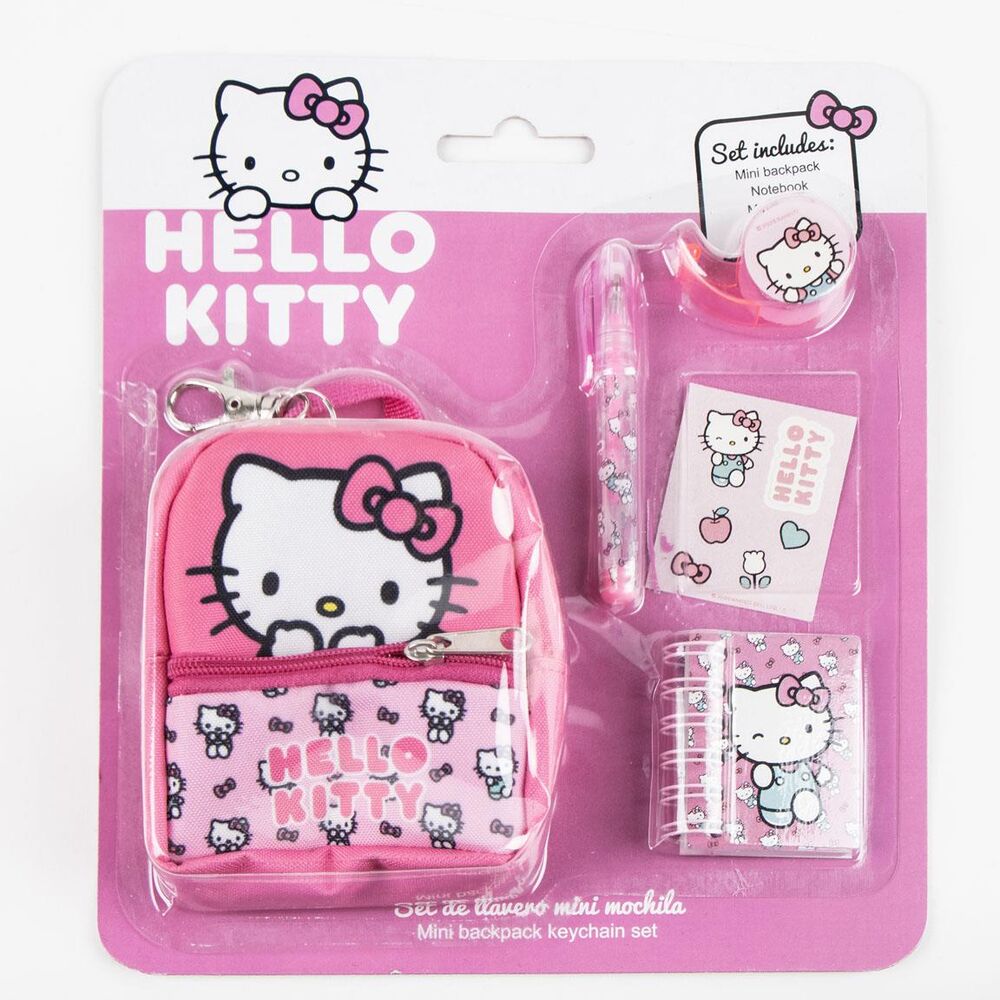 Set de papelería Hello Kitty rosa con mini mochila y accesorios - 2