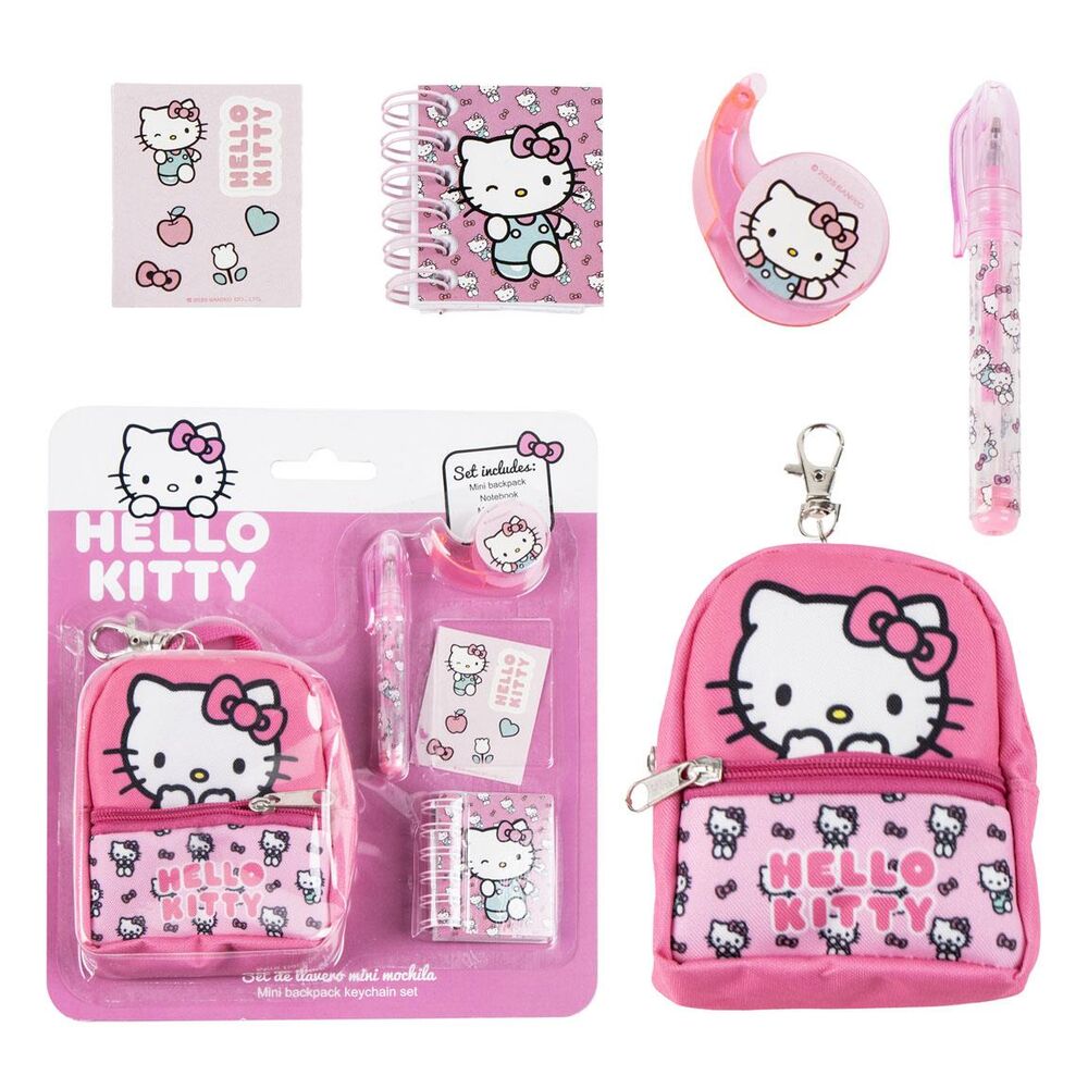 Set de papelería Hello Kitty rosa con mini mochila y accesorios