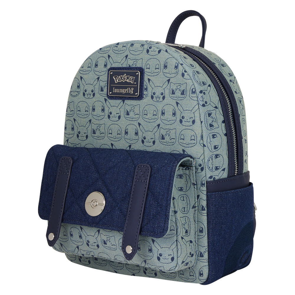 Mochila Pokémon Denim Loungefly azul con estampado de personajes - 2