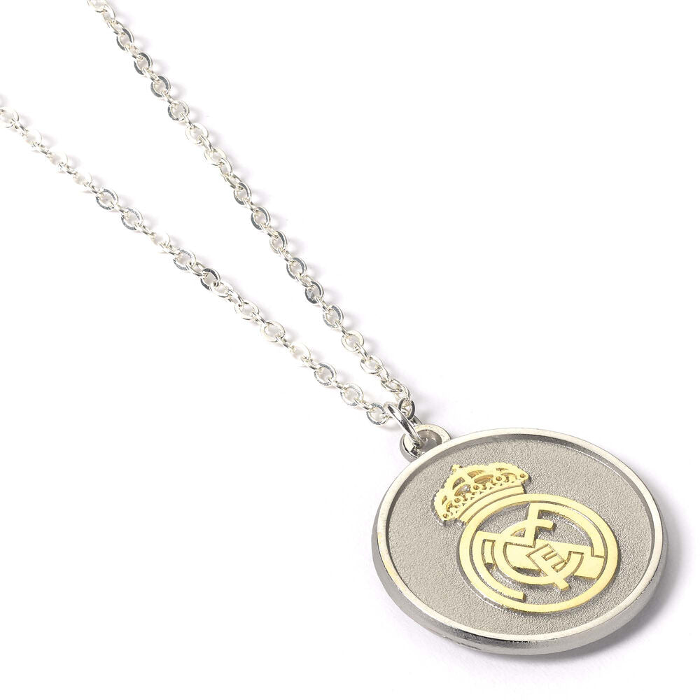 Colgante plateado del Real Madrid con escudo dorado en relieve - 3