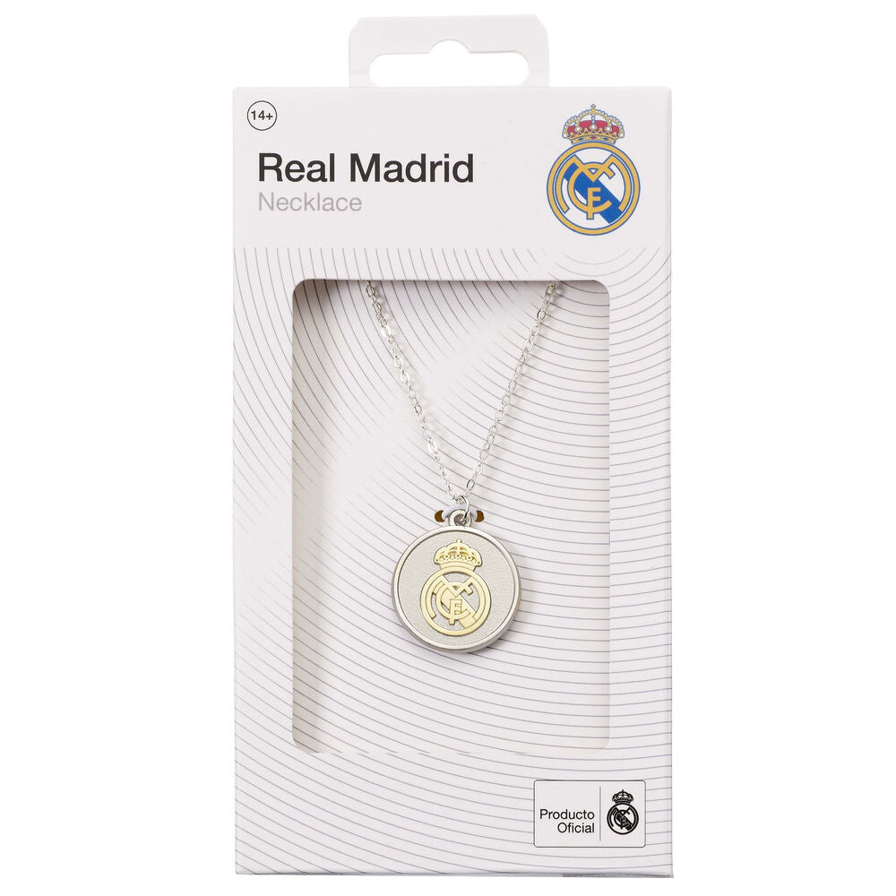 Colgante plateado del Real Madrid con escudo dorado en relieve - 2