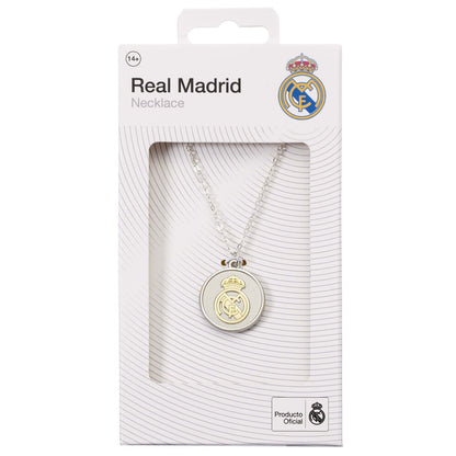 Colgante plateado del Real Madrid con escudo dorado en relieve - 2