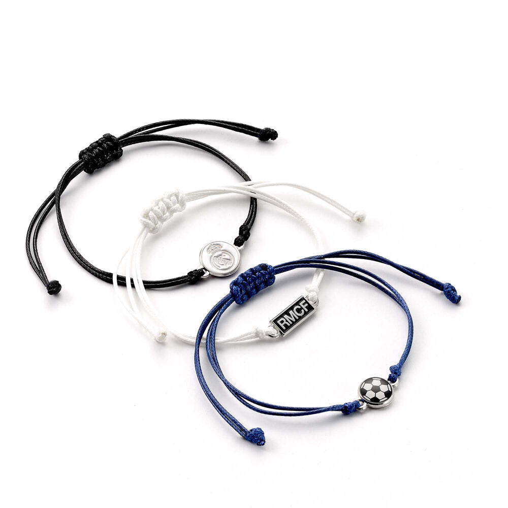 Set de tres pulseras ajustables del Real Madrid en negro, blanco y azul - 2