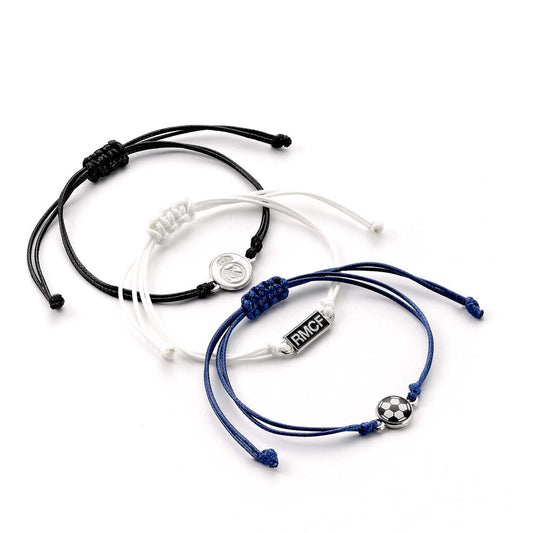 Set de tres pulseras ajustables del Real Madrid en negro, blanco y azul - 2