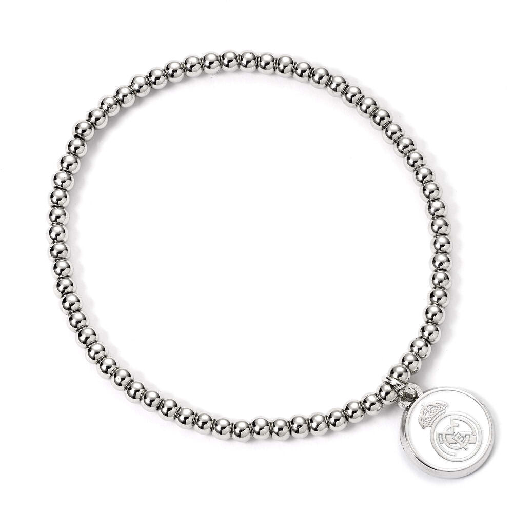 Pulsera extensible plateada del Real Madrid con charm del escudo